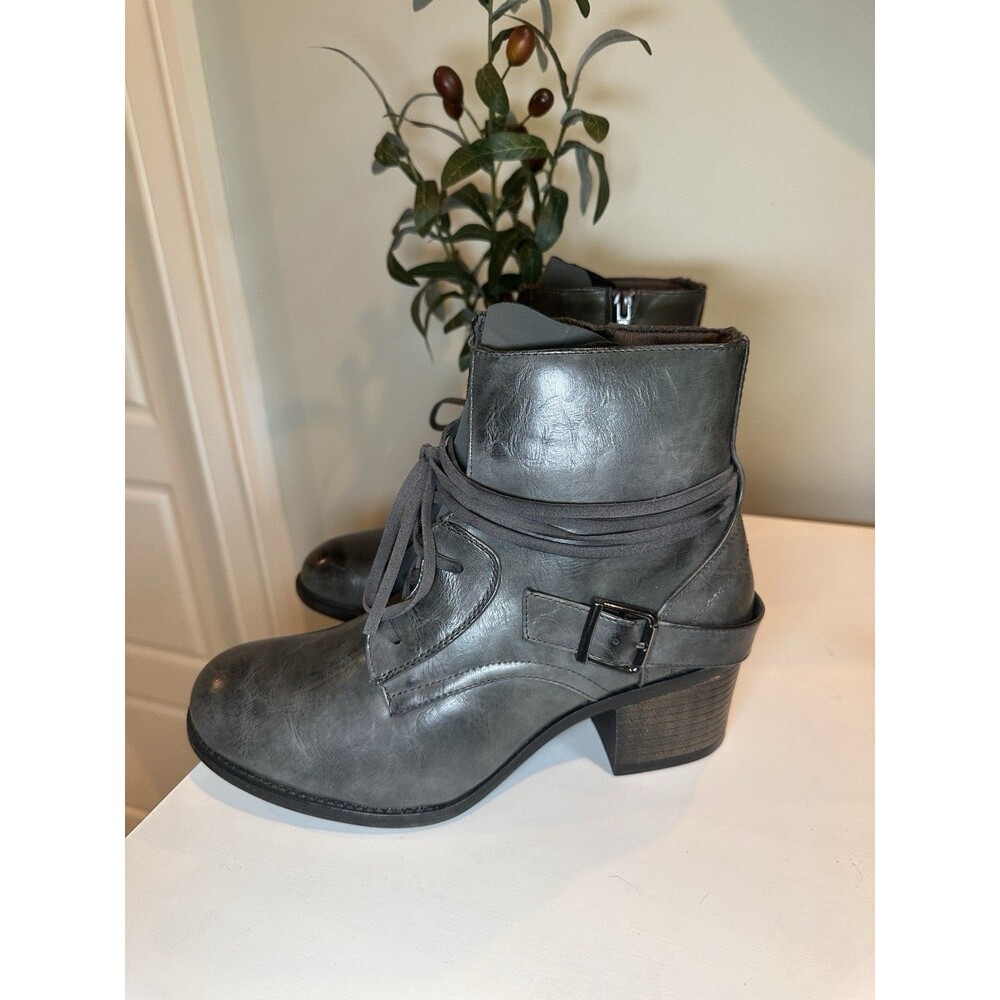 Vintage 93 Emma 2 Gray Distressed Moto Gorpcore Combat Boots Womens Size 9M